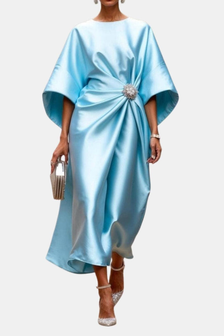 Verbera - Satin Maxi Kleid Mit Weiten Ärmeln