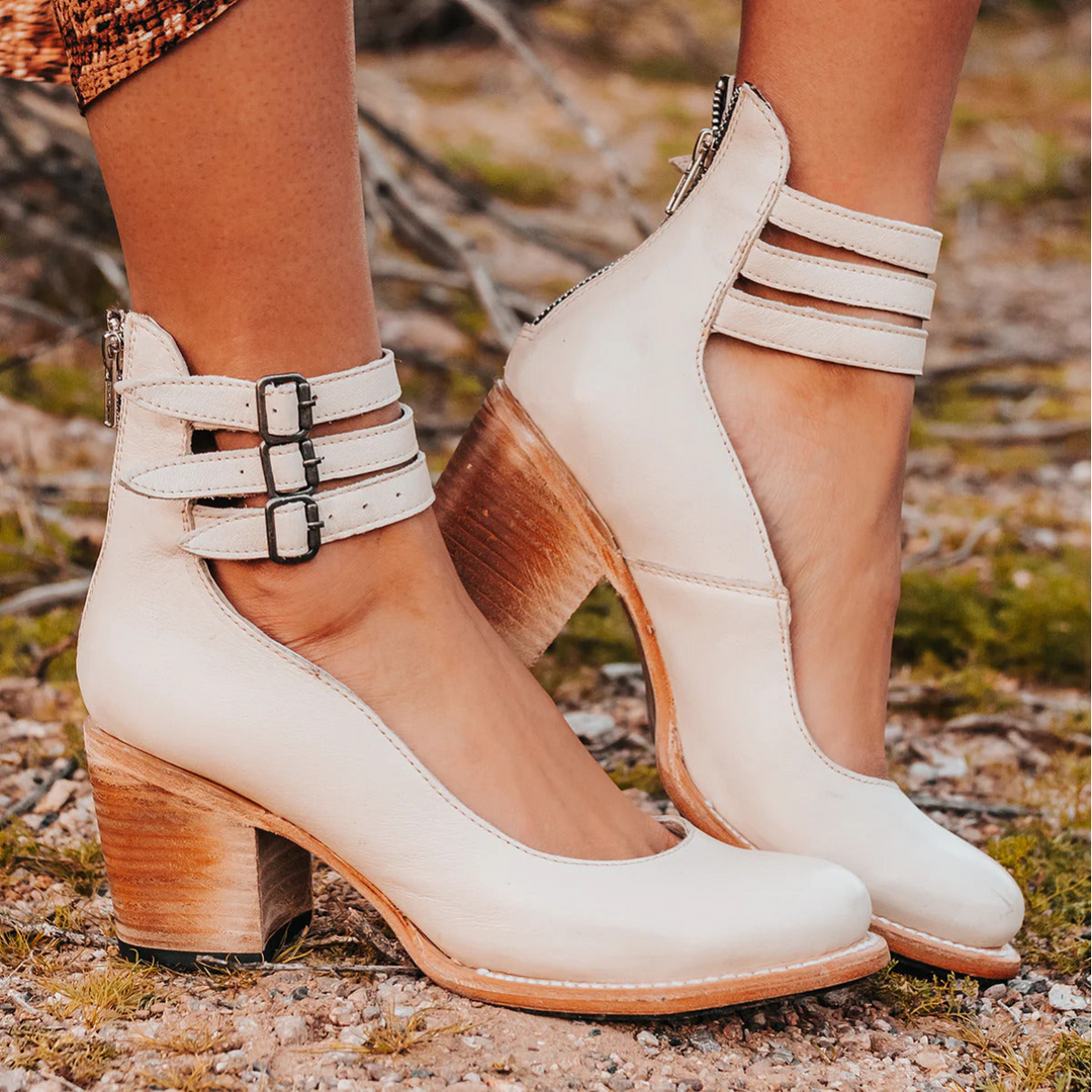 Veronya - Vintage Riemchen Absatzschuhe Mit Knöchelriemen