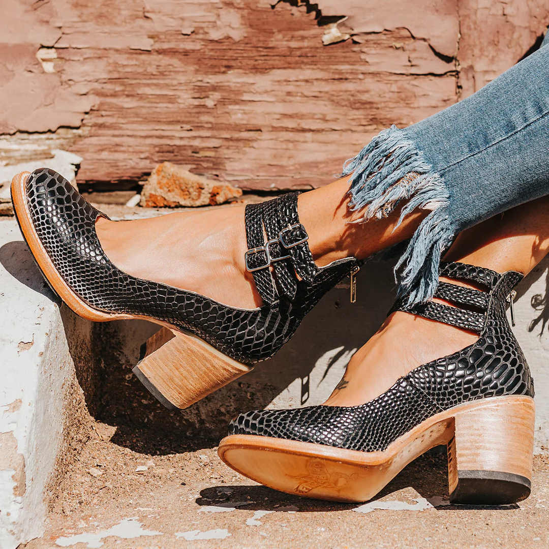 Veronya - Vintage Riemchen Absatzschuhe Mit Knöchelriemen