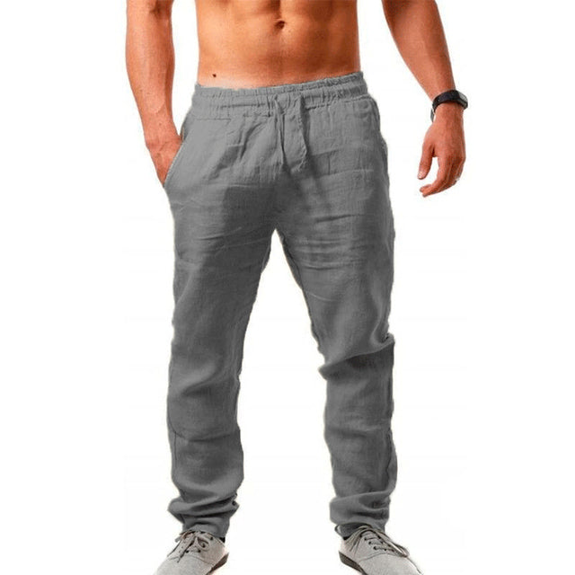 Men's Linen Cotton Blend Pants Lightweight Summer Trousers - Image 11
