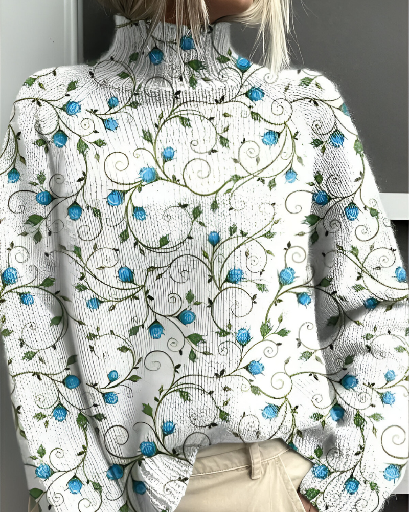 Damen Rollkragenpullover mit grafischem Print