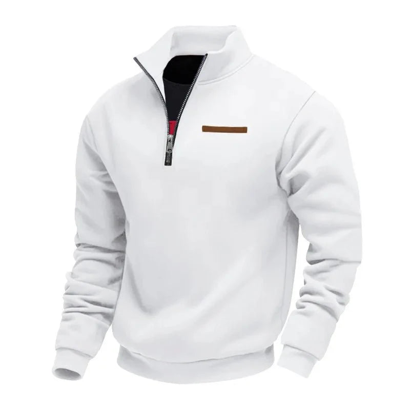 Herrenpullover mit Reißverschluss und Stehkragen