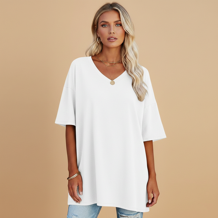 Tabby - Damen Lockeres V Ausschnitt T Shirt Relaxed Fit