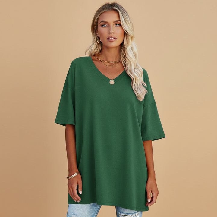 Tabby - Damen Lockeres V Ausschnitt T Shirt Relaxed Fit