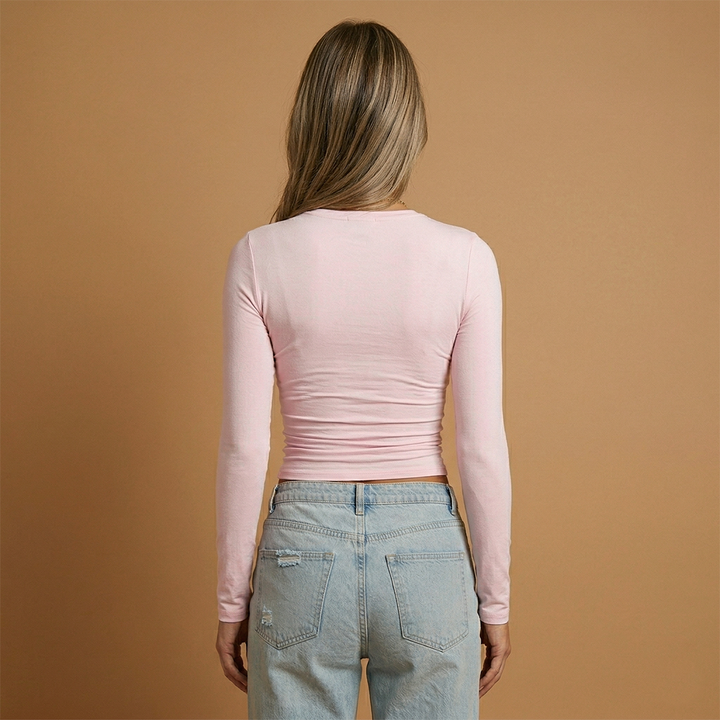 Alisa - Damen Langarmshirt mit Rundhalsausschnitt und Bequemer Passform