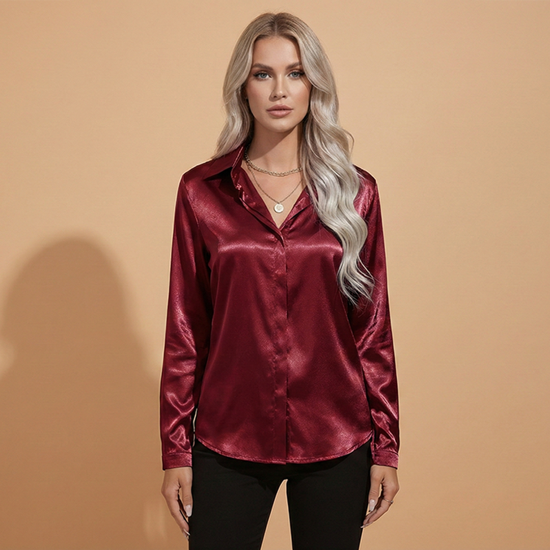 Betty - Satin Bluse mit Eleganten Design für den Herbst