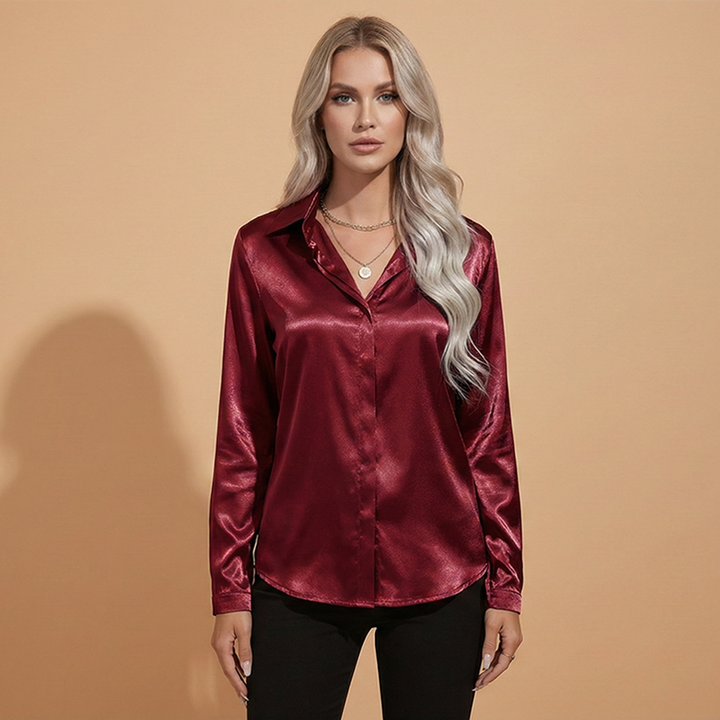 Betty - Satin Bluse mit Eleganten Design für den Herbst