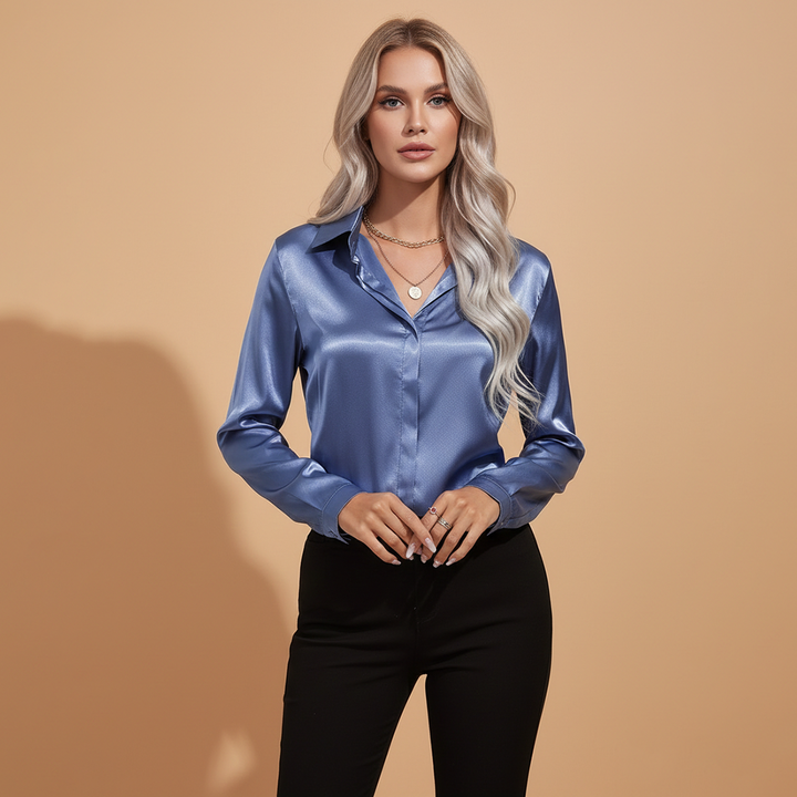 Betty - Satin Bluse mit Eleganten Design für den Herbst