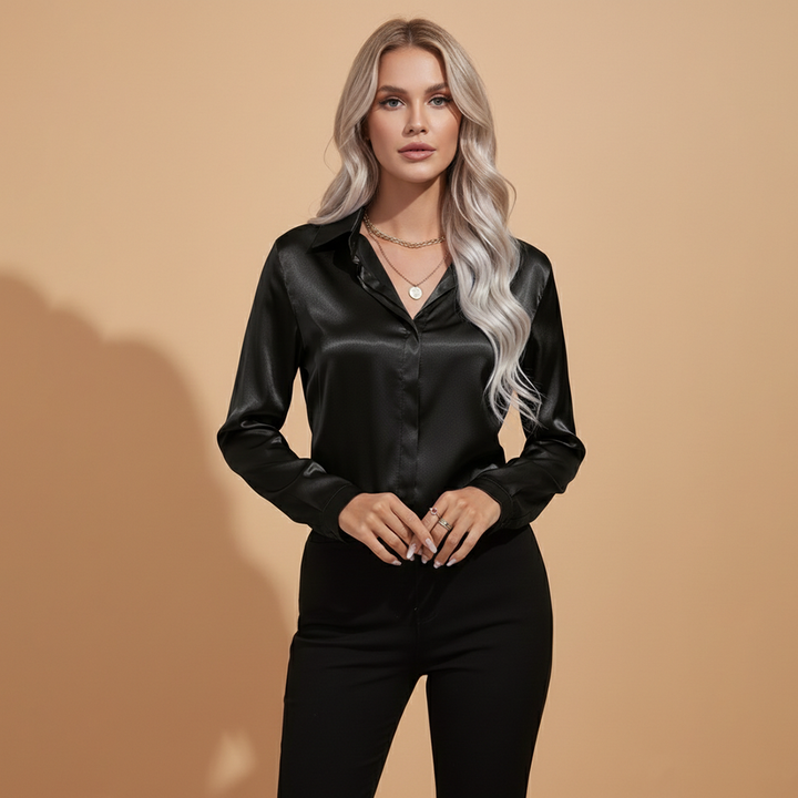 Betty - Satin Bluse mit Eleganten Design für den Herbst