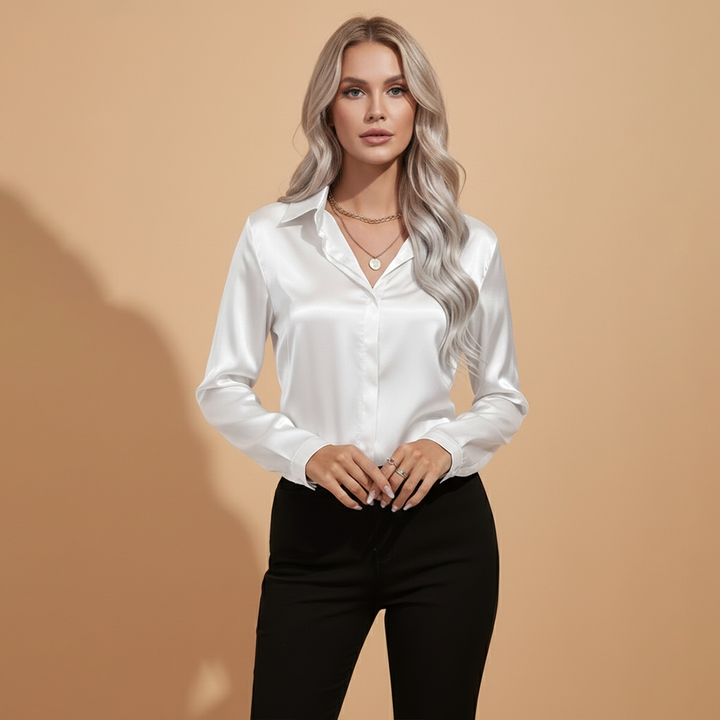 Betty - Satin Bluse mit Eleganten Design für den Herbst