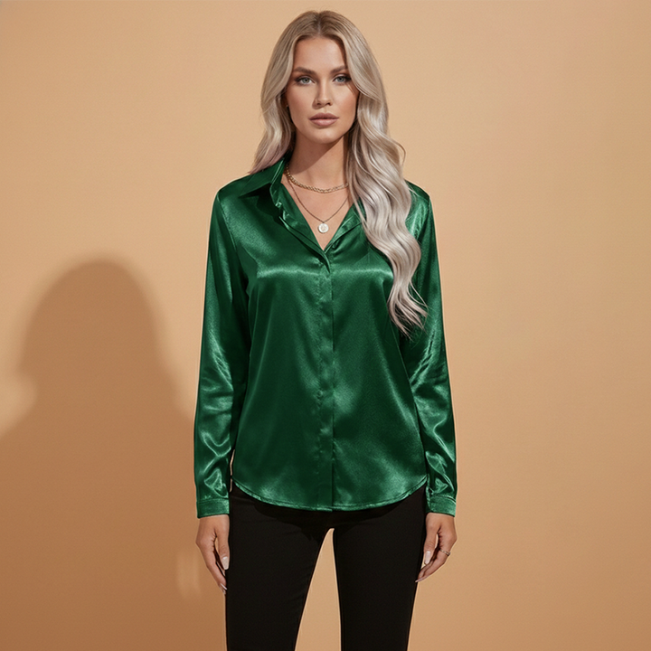 Betty - Satin Bluse mit Eleganten Design für den Herbst