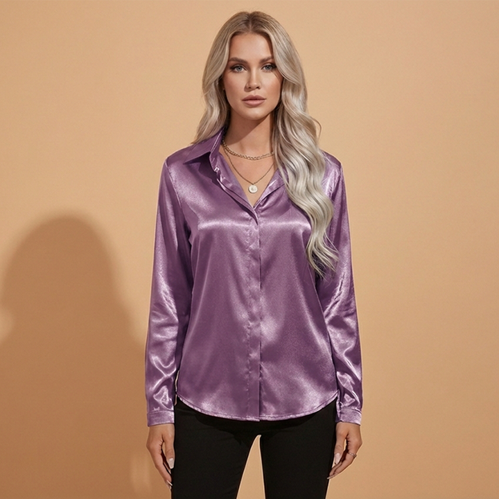 Betty - Satin Bluse mit Eleganten Design für den Herbst