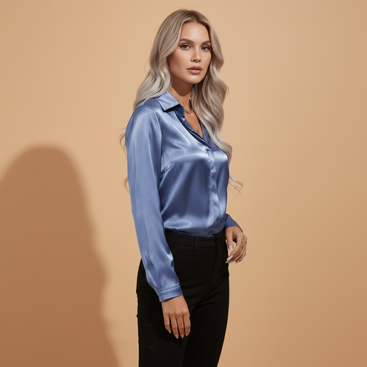 Betty - Satin Bluse mit Eleganten Design für den Herbst