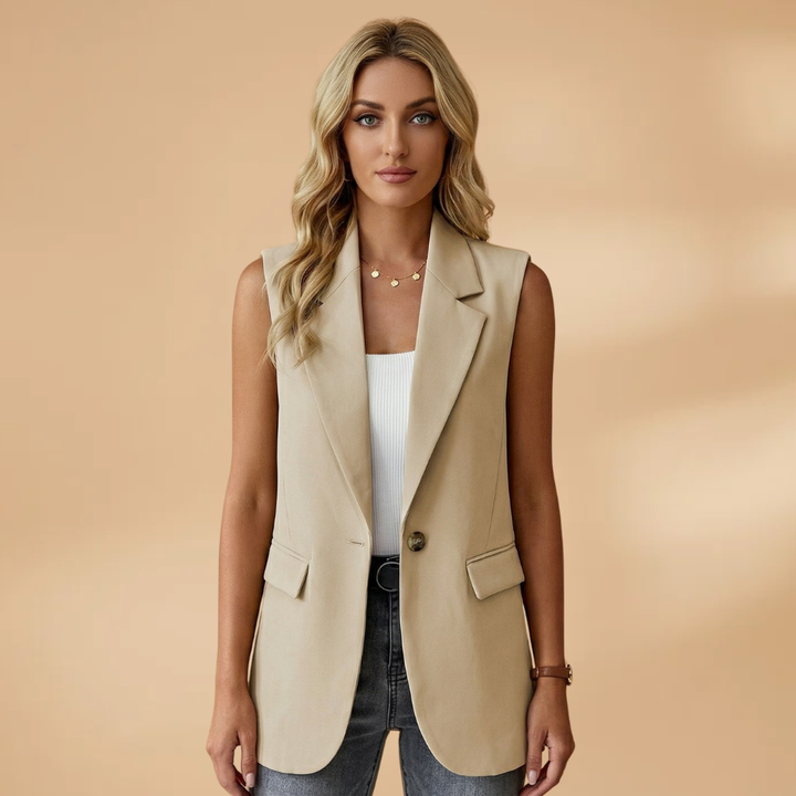 Angelina - Ärmelloser Blazer mit Reverskragen und Seitentaschen