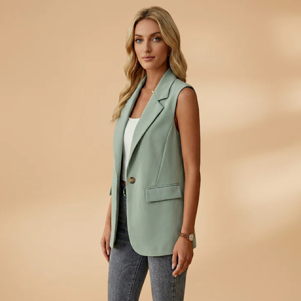 Angelina - Ärmelloser Blazer mit Reverskragen und Seitentaschen