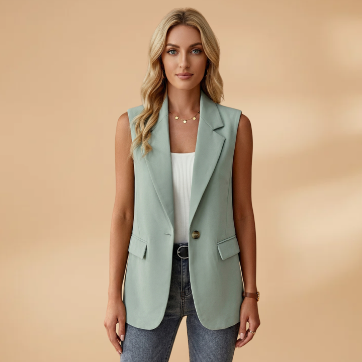 Angelina - Ärmelloser Blazer mit Reverskragen und Seitentaschen