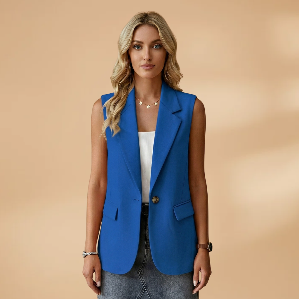 Angelina - Ärmelloser Blazer mit Reverskragen und Seitentaschen