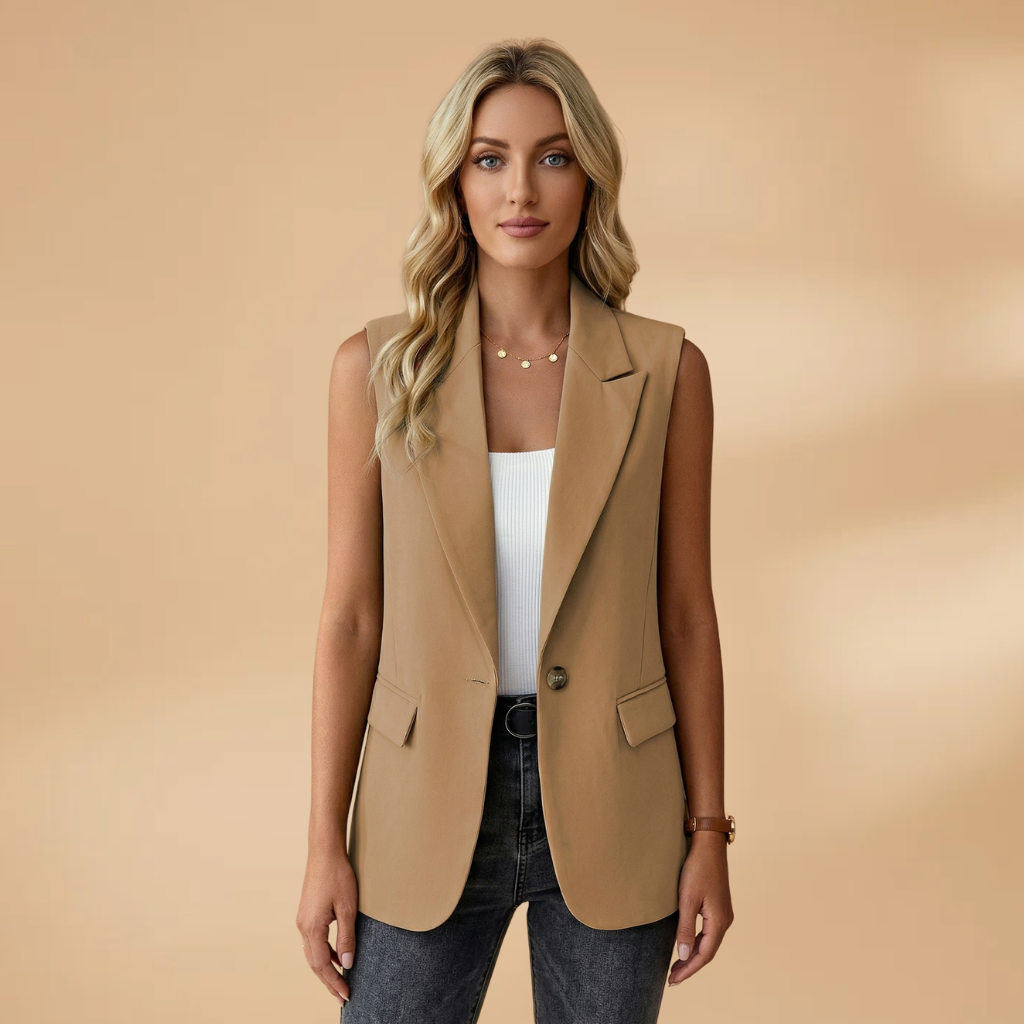 Angelina - Ärmelloser Blazer mit Reverskragen und Seitentaschen