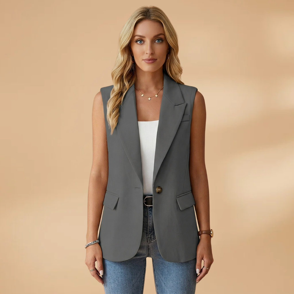 Angelina - Ärmelloser Blazer mit Reverskragen und Seitentaschen