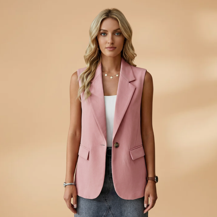 Angelina - Ärmelloser Blazer mit Reverskragen und Seitentaschen