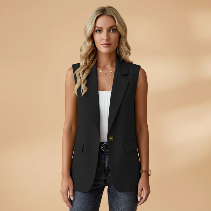 Angelina - Ärmelloser Blazer mit Reverskragen und Seitentaschen