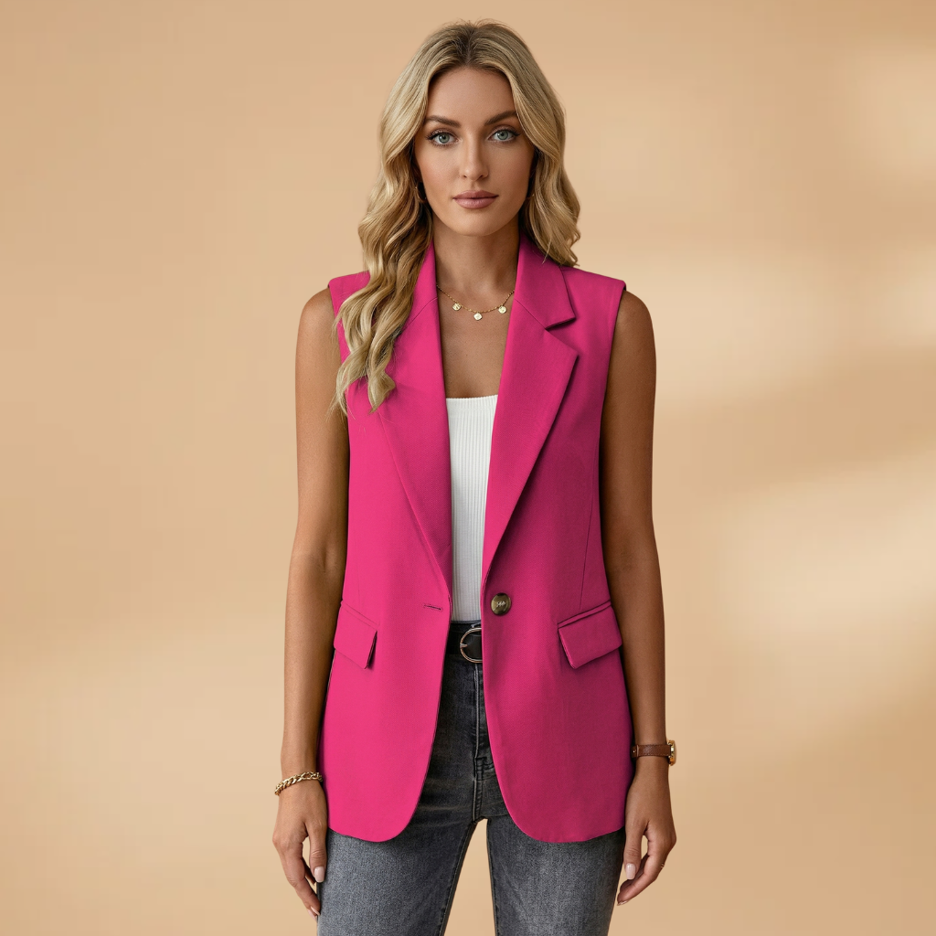 Angelina - Ärmelloser Blazer mit Reverskragen und Seitentaschen