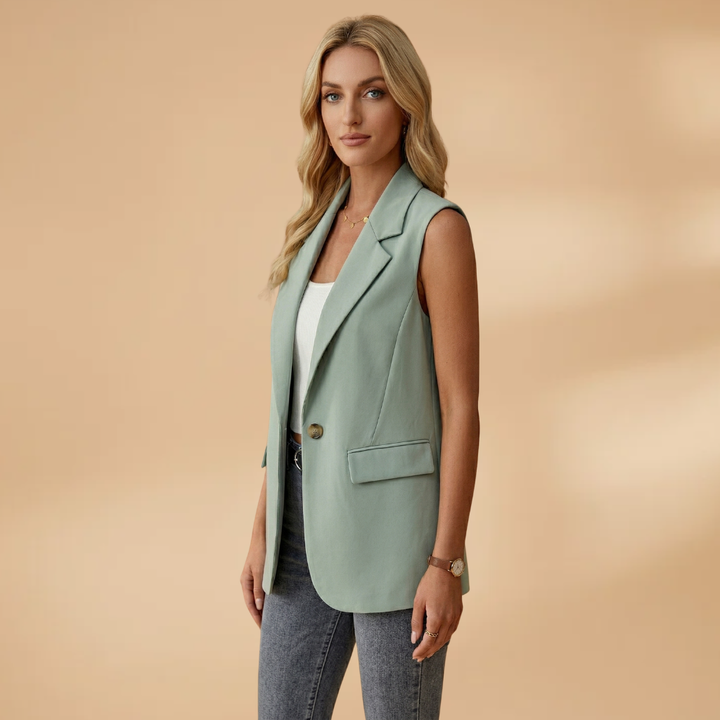 Angelina - Ärmelloser Blazer mit Reverskragen und Seitentaschen