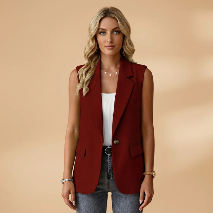 Angelina - Ärmelloser Blazer mit Reverskragen und Seitentaschen