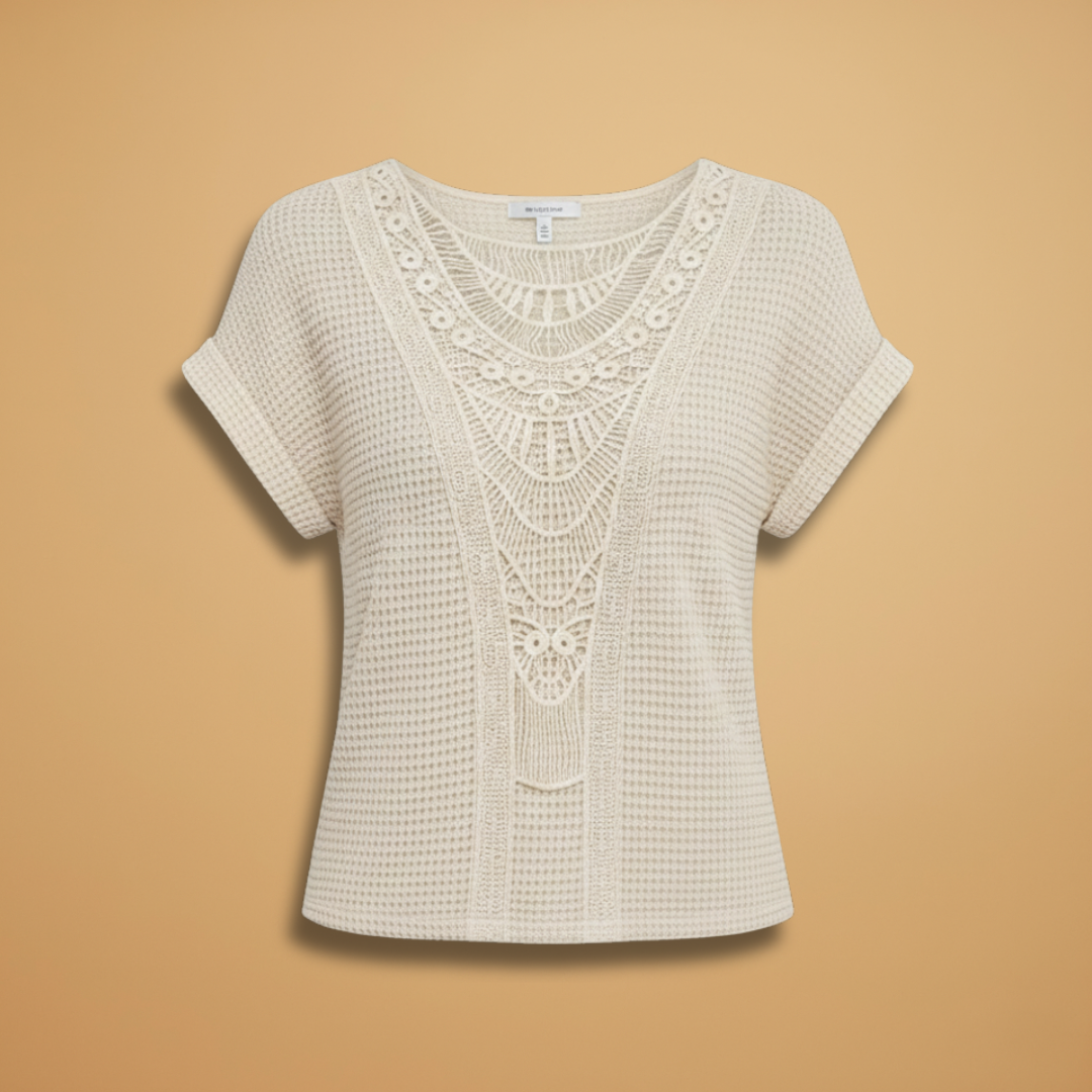 Lianora - Women's T-Shirt with Lace Detail and Regular Fit