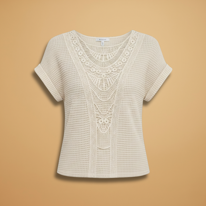 Lianora - Women's T-Shirt with Lace Detail and Regular Fit