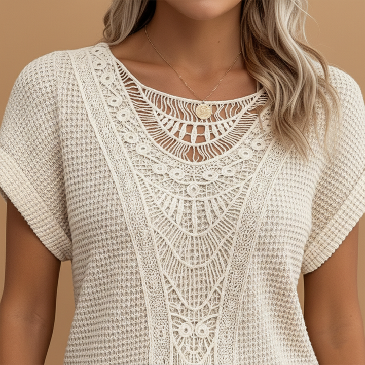 Lianora - Women's T-Shirt with Lace Detail and Regular Fit