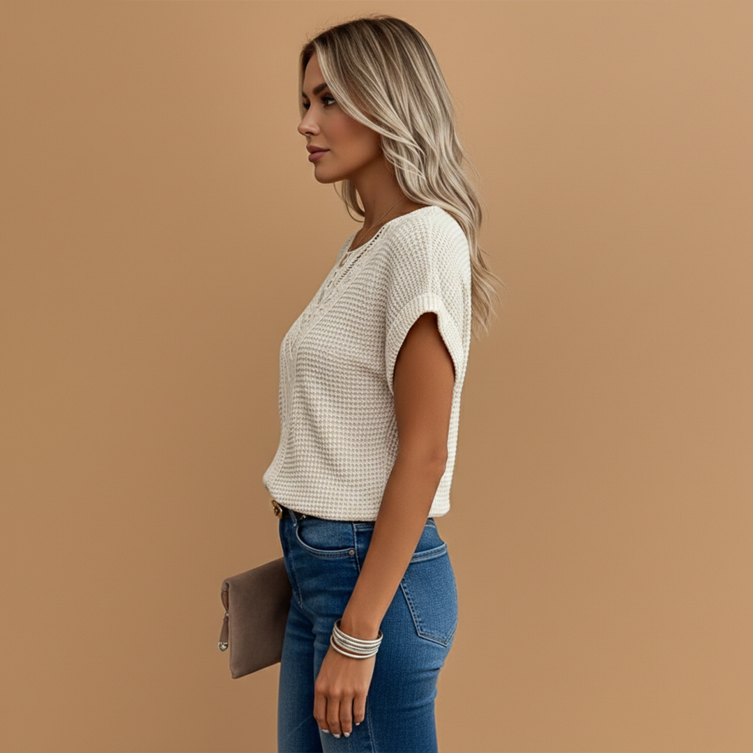 Lianora - Women's T-Shirt with Lace Detail and Regular Fit