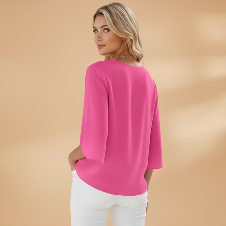 Arbella - Damen V-Ausschnitt Bluse mit Klassischem Design