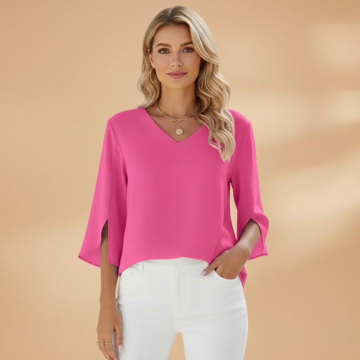 Arbella - Damen V-Ausschnitt Bluse mit Klassischem Design