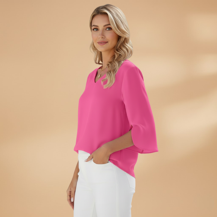 Arbella - Damen V-Ausschnitt Bluse mit Klassischem Design