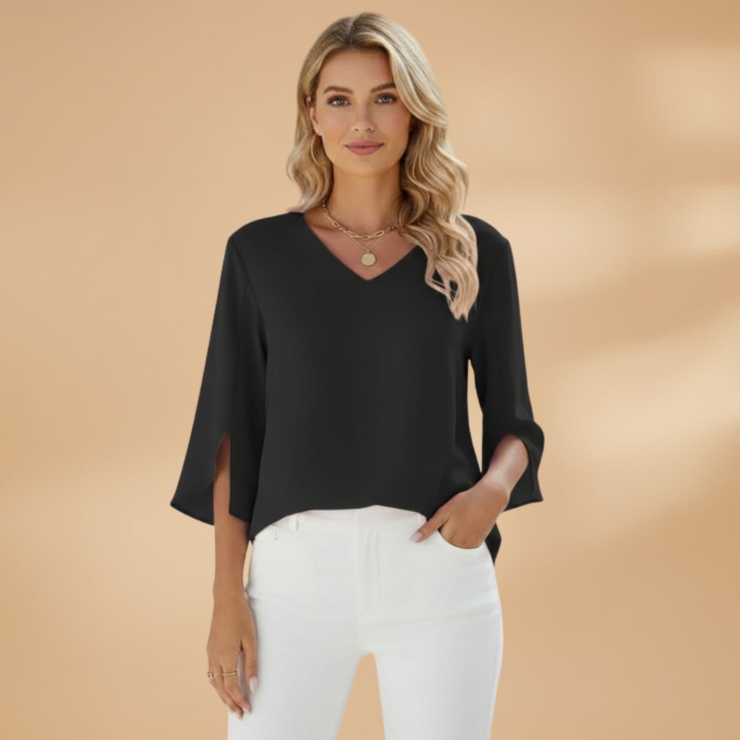 Arbella - Damen V-Ausschnitt Bluse mit Klassischem Design