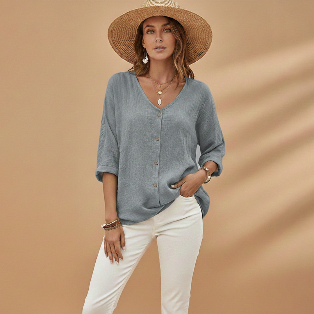Adele - Damen V-Ausschnitt T-Shirt mit Stilvollem Design