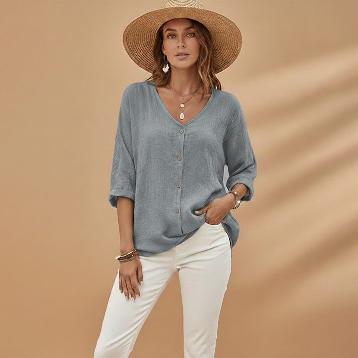 Adele - Damen V-Ausschnitt T-Shirt mit Stilvollem Design