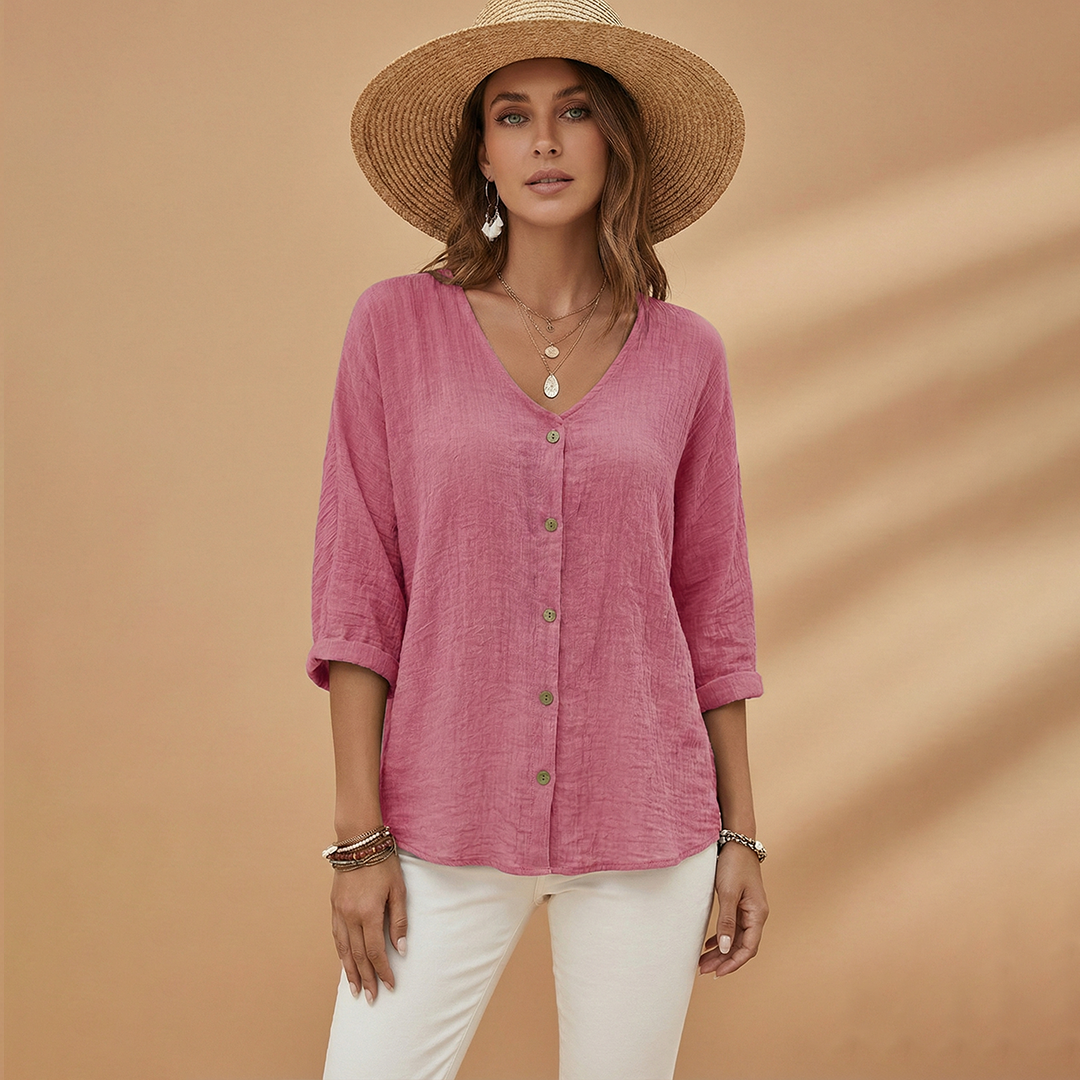Adele - Damen V-Ausschnitt T-Shirt mit Stilvollem Design