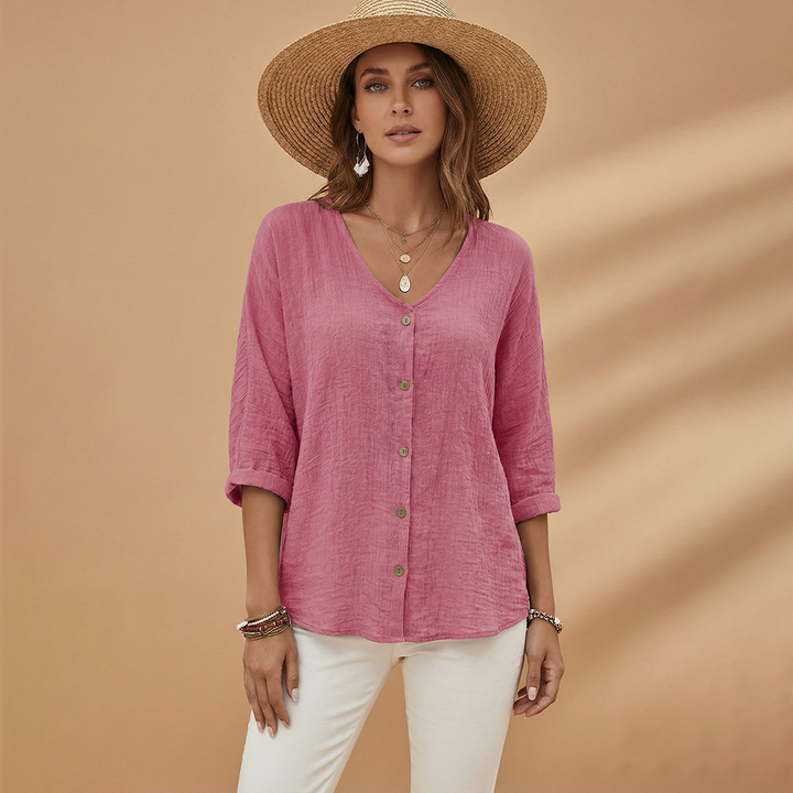 Adele - Damen V-Ausschnitt T-Shirt mit Stilvollem Design