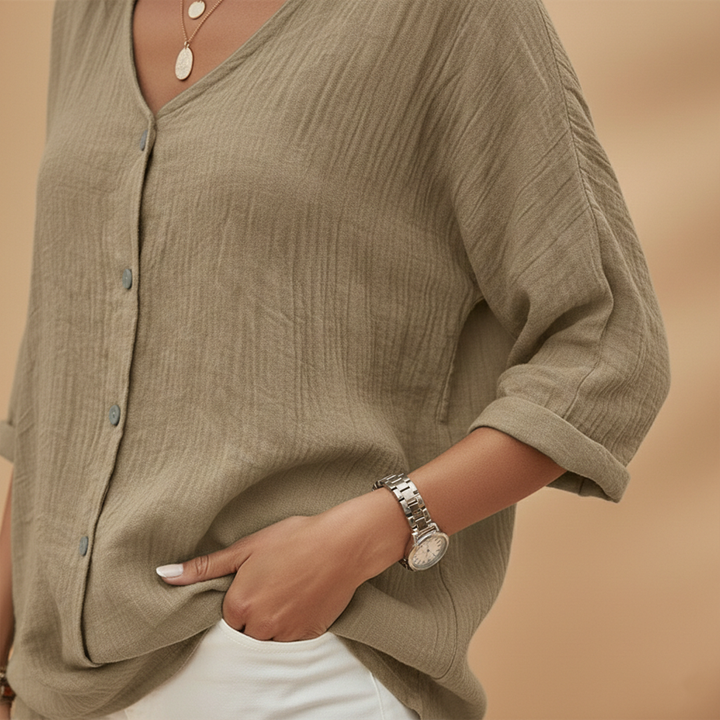 Adele - Damen V-Ausschnitt T-Shirt mit Stilvollem Design