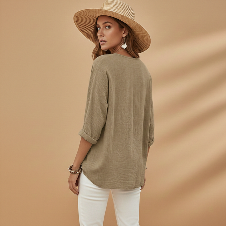 Adele - Damen V-Ausschnitt T-Shirt mit Stilvollem Design