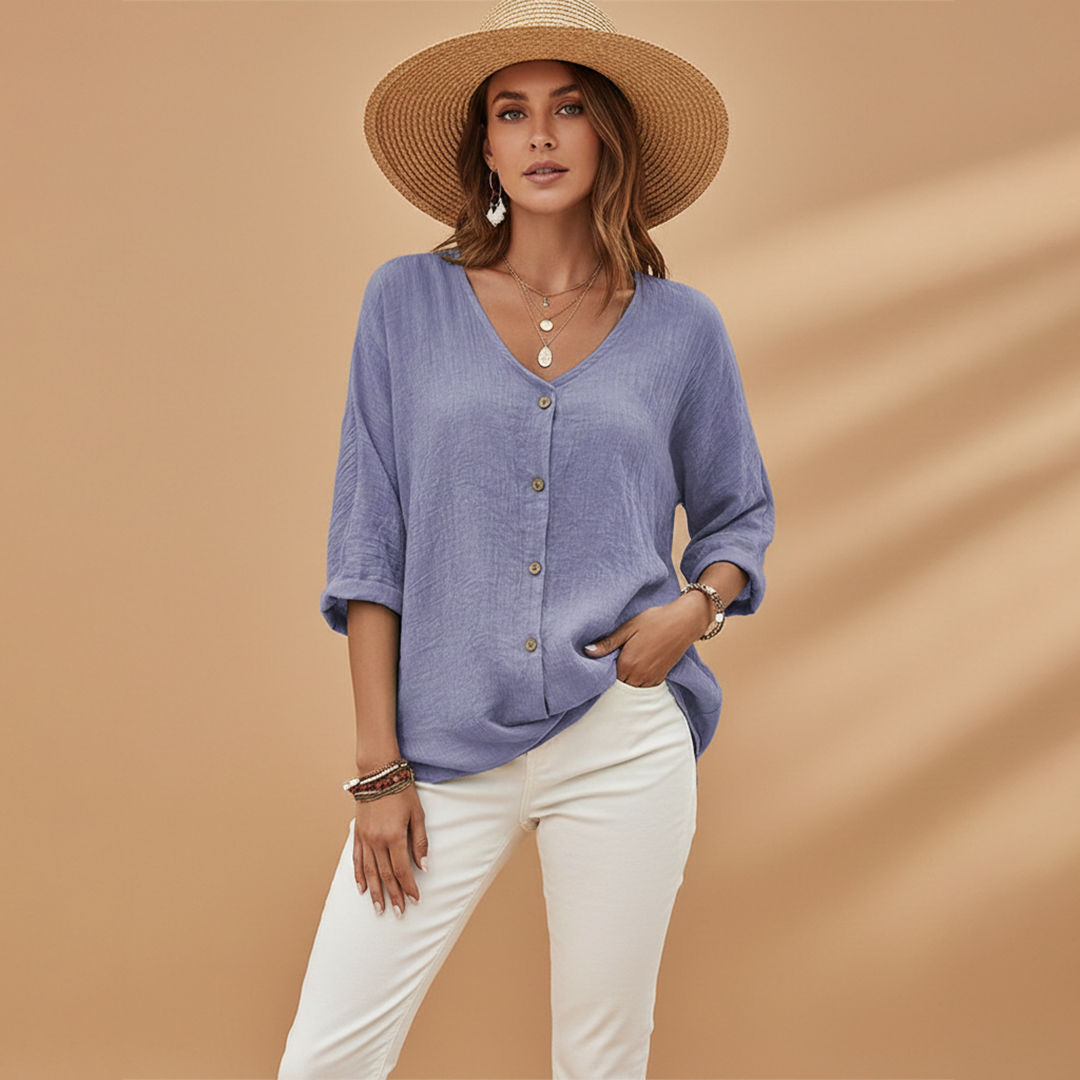 Adele - Damen V-Ausschnitt T-Shirt mit Stilvollem Design