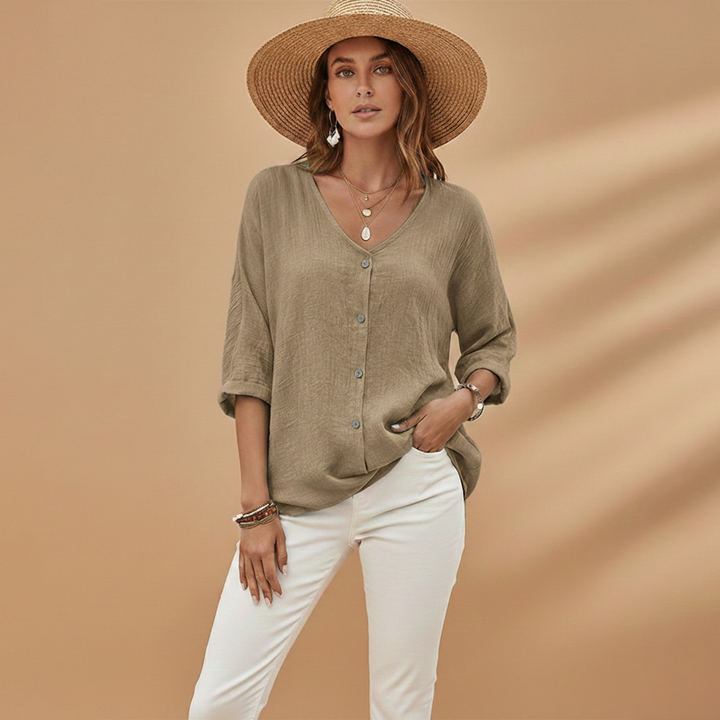 Adele - Damen V-Ausschnitt T-Shirt mit Stilvollem Design