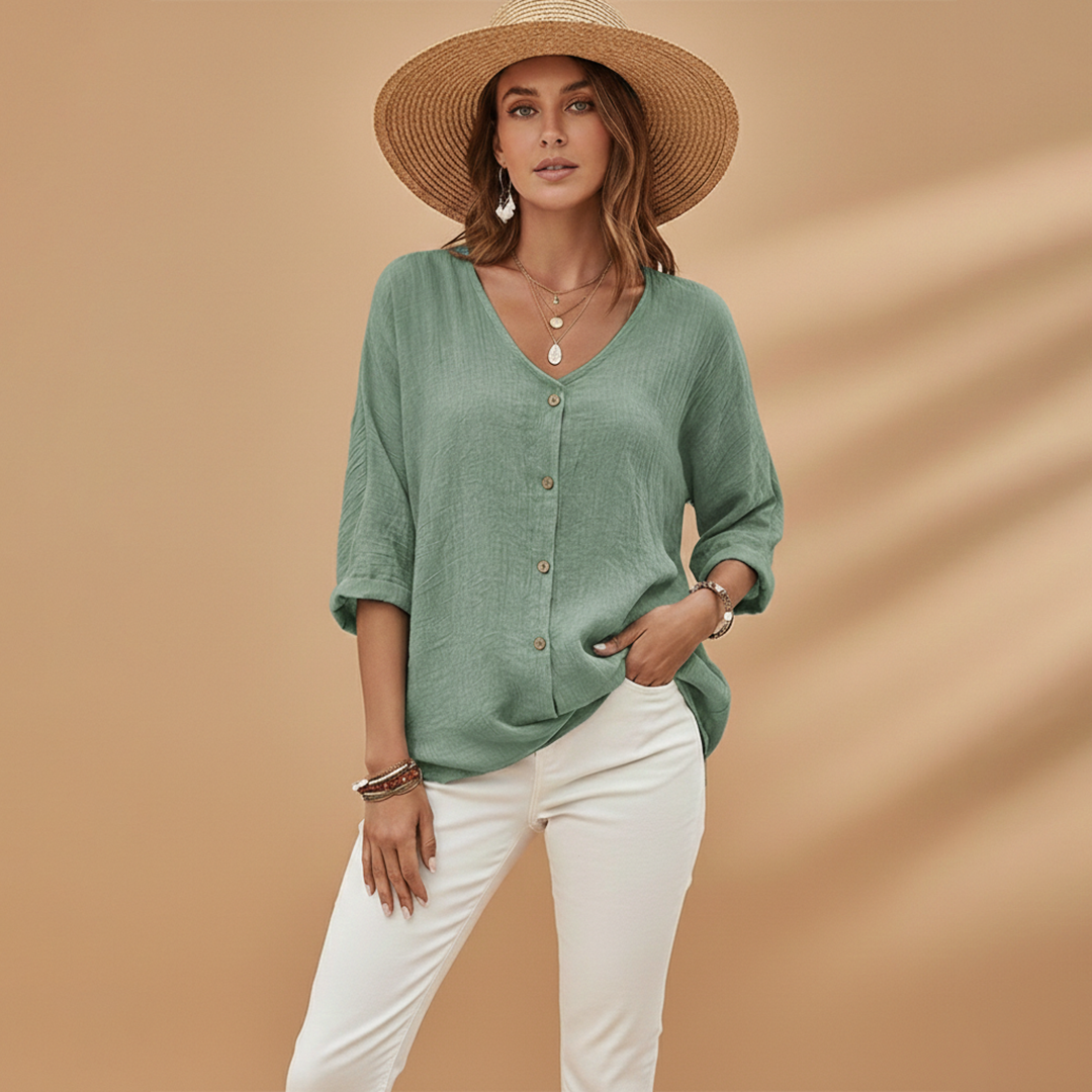 Adele - Damen V-Ausschnitt T-Shirt mit Stilvollem Design