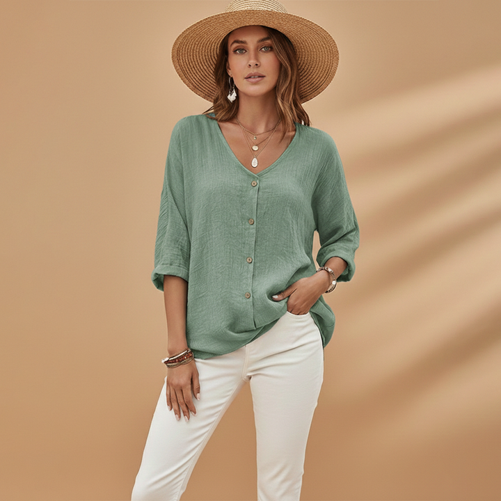 Adele - Damen V-Ausschnitt T-Shirt mit Stilvollem Design