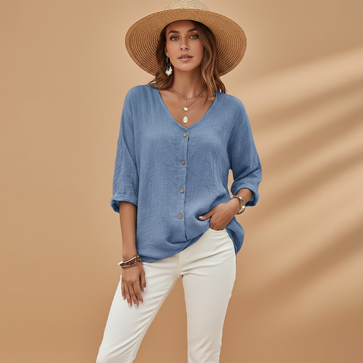 Adele - Damen V-Ausschnitt T-Shirt mit Stilvollem Design