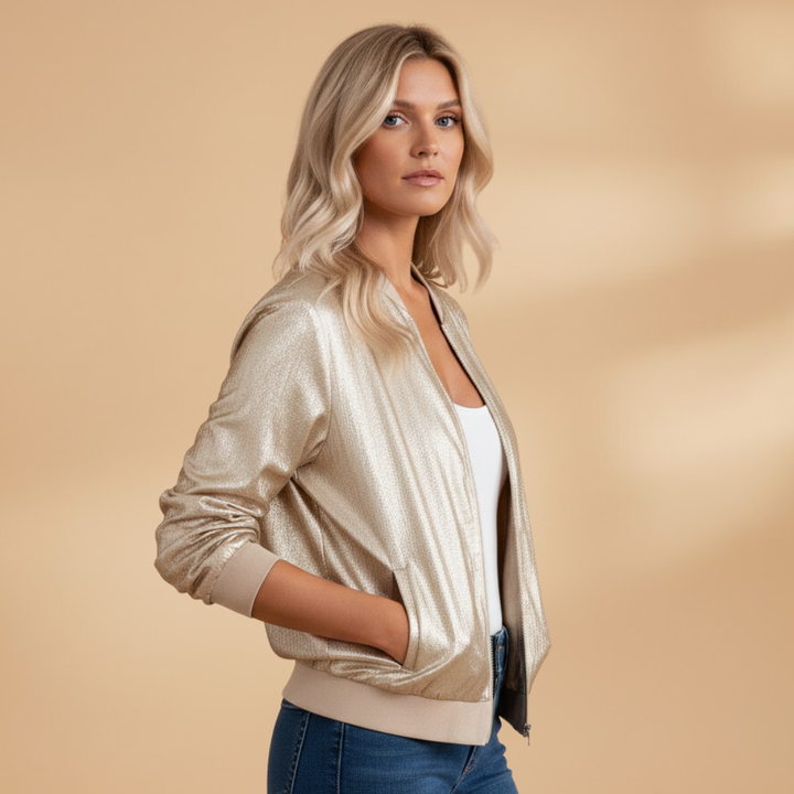 Amy - Damen Bomberjacke mit Reißverschluss und Seitentaschen