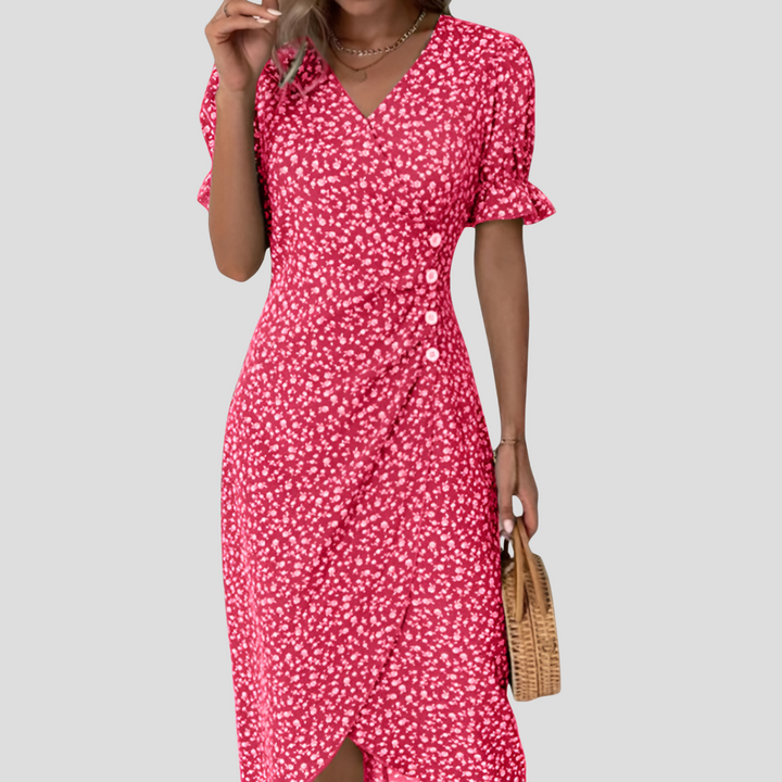Seraphina – Elegantes Blumen Midi Kleid Damen