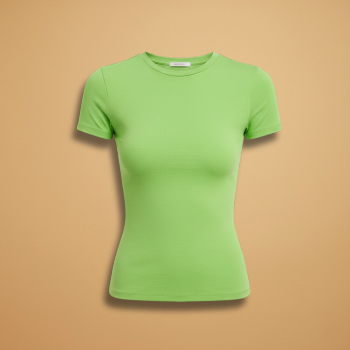 Veluna - Damen Slim Fit T Shirt Rundhals Alltag
